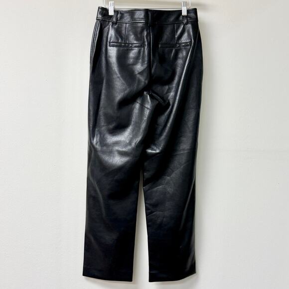 NWOT Babaton Command Mid-rise Vegan Leather Crop Trouser Pants Black Women's 6 - Picture 4 of 7